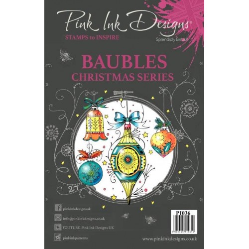 Christmas Baubles Pink Ink Designs Clear Stamps Set  pi036